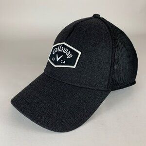 Callaway Golf Mens Gray Black Snapback Trucker Hat